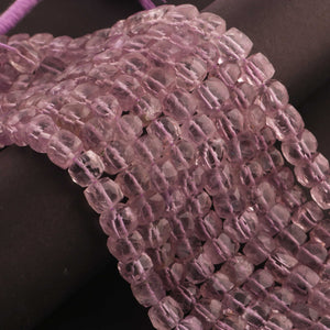 1 Strand Pink Amethyst Faceted  Cubes Shape Briolettes  -Semi Precious  Briolettes Beads 6mm-9mm -8.5 Inches BR01768