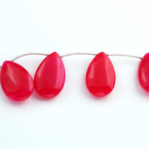 1 Strand  Hot Pink Chalcedony Smooth  Briolettes -Pear Shape Semi Precious  Briolettes- 27mmx16mm- 8 Inches BR1231