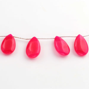 1 Strand Aaa Quality Hot Pink Chalcedony Smooth Pear Shape  Briolettes 27mmx16mm- 8 Inches BR1720