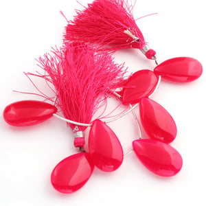 1 Strand Aaa Quality Hot Pink Chalcedony Smooth Pear Shape Beads Briolettes -27mmx16mm- 8 Inches BR2525