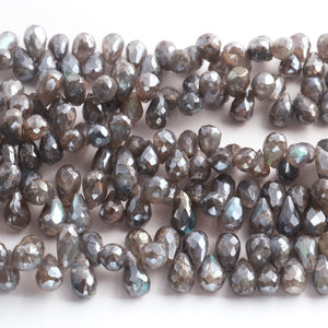 1 Strand Labradorite Silver Coated Faceted Tear Drop-Semi Precious Gemstone Labradorite Silver Coated Tear Drop Beads- 9mmx6mm-12mmx7mm -8 Inches BR01773