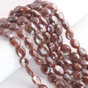 1 Strand Red Silverite Faceted Oval -Semi Precious Gemstone Red Silverite  Oval Beads- 9mmx7mm-14mmx10mm  8 Inches BR01776