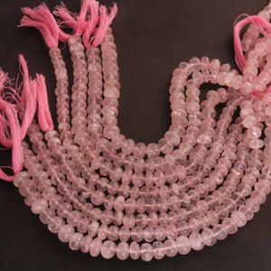 1 Strand Rose Quartz Smooth Rondelles -Semi Precious Gemstone Rose Quartz Roundelles Beads- 6mm-14mm 8 Inches BR03723