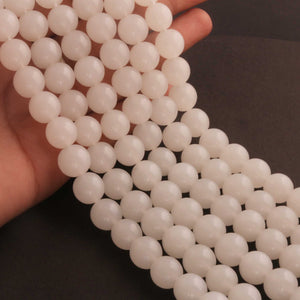 1 Strand White Chalcedony Smooth Balls Briolettes-Semi Precious Gemstone Beads- 11mm-12mm 8 Inches BR03722