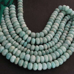 1 Strand Amazonite Smooth Rondelles -Semi Precious Gemstone Amazonite  Roundelles Beads- 7mm-15mm 8 Inches BR01772