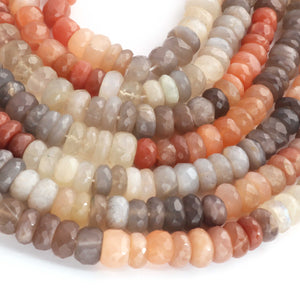 1 Strand Multi Moonstone Faceted Rondelles -Semi Precious Gemstone Multi Moonstone Roundelles Beads- 8mm-10mm 8 Inches BR01771