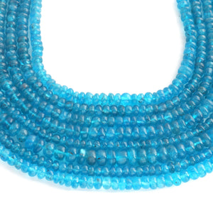 1 Long Strand Neon Apatite Smooth Rondelles -Semi Precious Gemstone Neon Apatite Roundelles Beads- 3mm-6mm 14 Inches BR03712