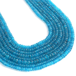 1 Long Strand Neon Apatite Smooth Rondelles -Semi Precious Gemstone Neon Apatite Roundelles Beads- 3mm-6mm 14 Inches BR03712