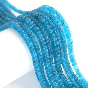 1 Long Strand Neon Apatite Smooth Rondelles -Semi Precious Gemstone Neon Apatite Roundelles Beads- 3mm-6mm 14 Inches BR03712