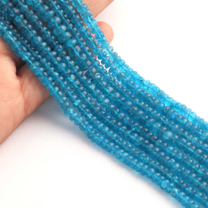 1 Long Strand Neon Apatite Smooth Rondelles -Semi Precious Gemstone Neon Apatite Roundelles Beads- 3mm-6mm 14 Inches BR03712