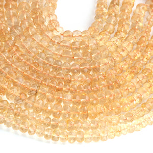 1 Long Strand Citrine Faceted Rondelles -Semi Precious Gemstone Citrine Roundelles Beads- 4mm-10mm 16 Inches BR03709