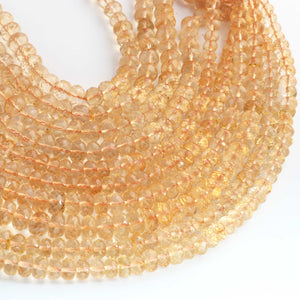 1 Long Strand Citrine Faceted Rondelles -Semi Precious Gemstone Citrine Roundelles Beads- 4mm-10mm 16 Inches BR03709