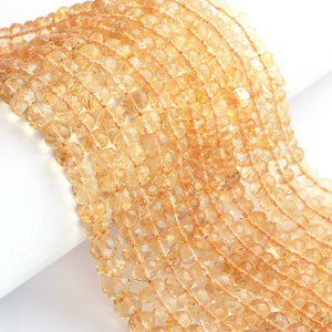 1 Long Strand Citrine Faceted Rondelles -Semi Precious Gemstone Citrine Roundelles Beads- 4mm-10mm 16 Inches BR03709