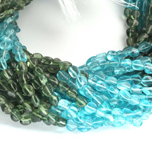 1 Long Strand Shaded Neon Apatite Smooth Oval Briolettes -Semi Precious Gemstone Beads- 6mmx5mm -7mmx5mm 14 Inches BR03707