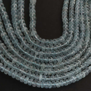 1 Long Strand Aquamarine Smooth Rondelles -Semi Precious Gemstone Aquamarine Roundelles Beads- 5mm-9mm 16 Inches BR03704