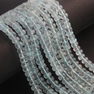 1 Long Strand Aquamarine Smooth Rondelles -Semi Precious Gemstone Aquamarine Roundelles Beads- 5mm-9mm 16 Inches BR03704