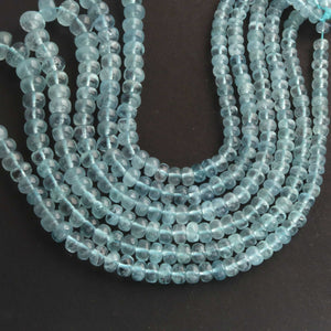 1 Long Strand Aquamarine Smooth Rondelles -Semi Precious Gemstone Aquamarine Roundelles Beads- 5mm-12mm 16 Inches BR03718