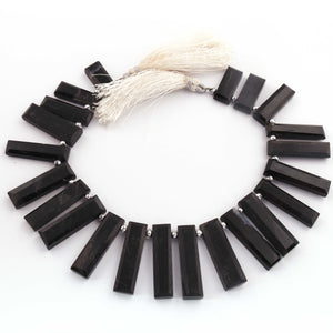 1 Strand Black Agate Faceted  Rectangle  Briolettes  - Rectangle  Briolettes  18mmx8mm-29mmx6mm-9 Inches BR03602 - Tucson Beads