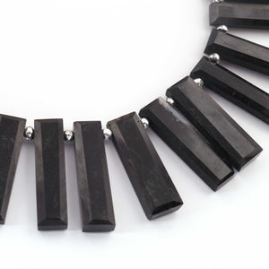 1 Strand Black Agate Faceted  Rectangle  Briolettes  - Rectangle  Briolettes  18mmx8mm-29mmx6mm-9 Inches BR03602 - Tucson Beads