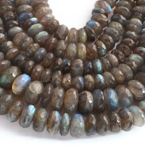 1 Strand Labradorite Faceted Rondelles -Semi Precious Gemstone Labradorite  Roundelles Beads- 8mm-15mm 8 Inches BR03720