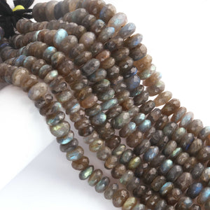 1 Strand Labradorite Faceted Rondelles -Semi Precious Gemstone Labradorite  Roundelles Beads- 8mm-15mm 8 Inches BR03720