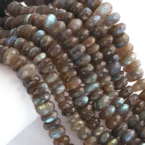 1 Strand Labradorite Faceted Rondelles -Semi Precious Gemstone Labradorite  Roundelles Beads- 8mm-15mm 8 Inches BR03720