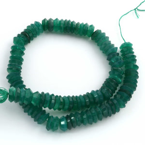 1  Strand  Green Onyx  Faceted Heishi Tyre Shape Gemstone Beads,  Green Onyx  Tyre Wheel Rondelles Beads, 11mm -14 Inches BR1661 - Tucson Beads