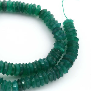 1  Strand  Green Onyx  Faceted Heishi Tyre Shape Gemstone Beads,  Green Onyx  Tyre Wheel Rondelles Beads, 11mm -14 Inches BR1661 - Tucson Beads