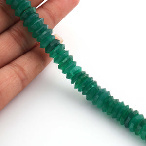 1  Strand  Green Onyx  Faceted Heishi Tyre Shape Gemstone Beads,  Green Onyx  Tyre Wheel Rondelles Beads, 11mm -14 Inches BR1661 - Tucson Beads