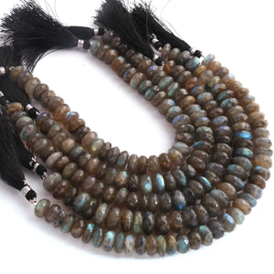 1 Strand Labradorite Faceted Rondelles -Semi Precious Gemstone Labradorite  Roundelles Beads- 8mm-13mm 8 Inches BR03716