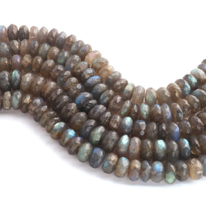 1 Strand Labradorite Faceted Rondelles -Semi Precious Gemstone Labradorite  Roundelles Beads- 8mm-13mm 8 Inches BR03716