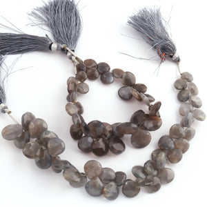 1  Strand Gray Moonstone  Faceted Briolettes -Heart Shape  Briolettes 6mm-10mm-9 Inches BR03622 - Tucson Beads