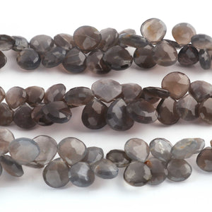 1  Strand Gray Moonstone  Faceted Briolettes -Heart Shape  Briolettes 6mm-10mm-9 Inches BR03622 - Tucson Beads