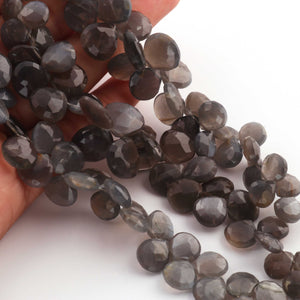 1  Strand Gray Moonstone  Faceted Briolettes -Heart Shape  Briolettes 6mm-10mm-9 Inches BR03622 - Tucson Beads