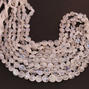 1  Strand White Rainbow Moonstone Faceted Briolettes -Coin Shape Briolettes  -10mm -8 Inches BR03625 - Tucson Beads