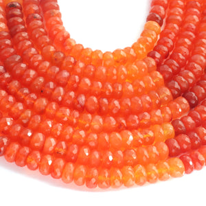 1 Strand Carnelian Faceted Rondelles -Semi Precious Gemstone Carnelian Roundelles Beads- 6mm-7mm 8 Inches BR03719