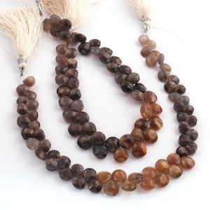 1  Strand Shaded Chocolate Moonstone  Faceted Briolettes -Heart Shape  Briolettes 6mm-9mm-10 Inches BR03624 - Tucson Beads