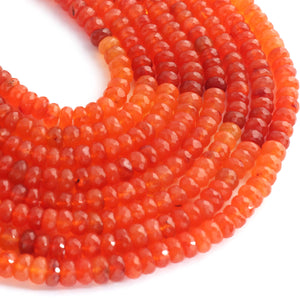 1 Strand Carnelian Faceted Rondelles -Semi Precious Gemstone Carnelian Roundelles Beads- 6mm-7mm 8 Inches BR03719