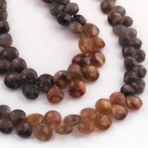 1  Strand Shaded Chocolate Moonstone  Faceted Briolettes -Heart Shape  Briolettes 6mm-9mm-10 Inches BR03624 - Tucson Beads