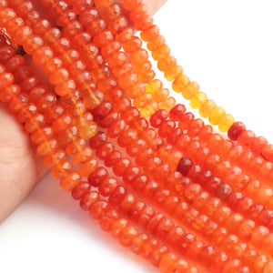 1 Strand Carnelian Faceted Rondelles -Semi Precious Gemstone Carnelian Roundelles Beads- 6mm-7mm 8 Inches BR03719