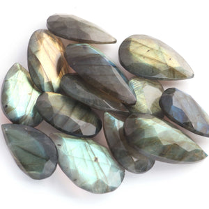 13 Pcs Amazing Labradorite Faceted Cabochon- Pear & Oval Shape Multi Fire Loose Gemstone -25mmx15mm- 36mmx19mm-LGS028