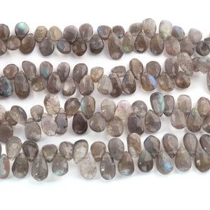 1  Strand Labradorite Faceted Briolettes - Pear Shape  Briolettes - 12mmx6mm- -9 Inches- BR1431 - Tucson Beads