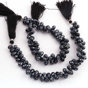 1 Strands AAA Quality Black Spinel Silver Cocated Faceted Tear Briolettes-  10mmx6mm-8 Inch BR03629 - Tucson Beads