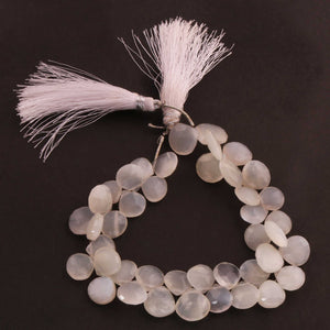 1  Strand White  Moon Stone Faceted  Briolettes - Heart Shape  Briolettes  -14mmx9mm- 9 Inches BR3623 - Tucson Beads