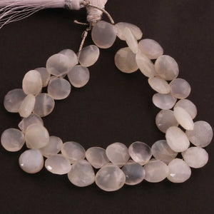 1  Strand White  Moon Stone Faceted  Briolettes - Heart Shape  Briolettes  -14mmx9mm- 9 Inches BR3623 - Tucson Beads