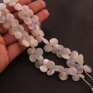 1  Strand White  Moon Stone Faceted  Briolettes - Heart Shape  Briolettes  -14mmx9mm- 9 Inches BR3623 - Tucson Beads