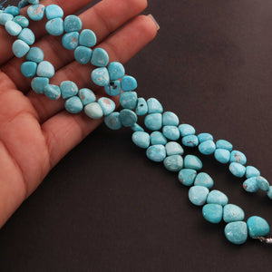 1 Strand Natural Sleeping Beauty Turquoise Smooth Heart Briolettes -Arizona Turquoise Heart-7mm-11mm 8 Inches BR1426 - Tucson Beads