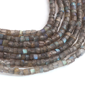 1  Strand Natural Labradorite Faceted Heishi Rondelles -Brilliant Quality  Blue Flashy Labradorite Wheel Rondelle - 4mm-8.5 Inches BR2605