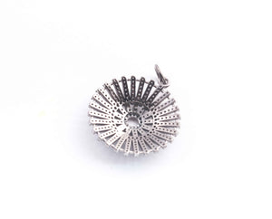 1 Pc Beautiful Antique Finish Pave Diamond Round Pendant - 925 Sterling Silver - Necklace Pendant 31mmx24mm PD1010