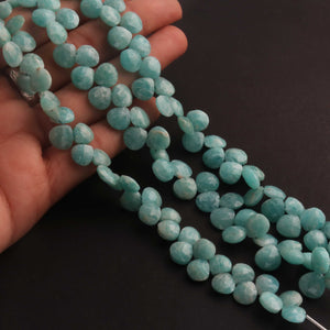 1  Strand Amazonite Faceted Heart Briolettes -Semi Precious Gemstone Amazonite Heart Beads -8mm-9mm -8.5 Inches BR02067